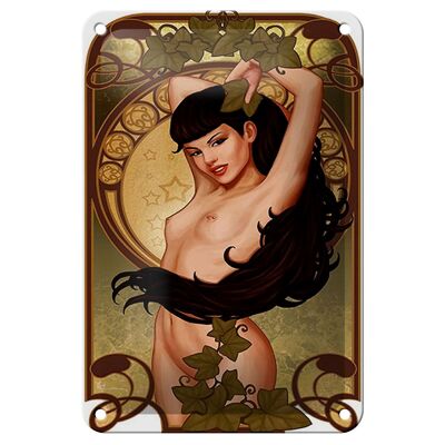 Targa in metallo pin up 12x18 cm sexy donna ragazza edera decorazione piercing