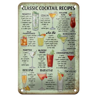 Tin sign recipe 12x18cm classic Cocktails Recipes Mojito decoration