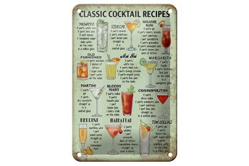 Plaque en tôle recette 12x18cm recettes de cocktails classiques décoration Mojito 1