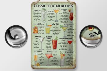 Plaque en tôle recette 12x18cm recettes de cocktails classiques décoration Mojito 2