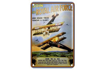 Panneau en étain disant 12x18cm, avion Royal air force, décoration 18 ans 1