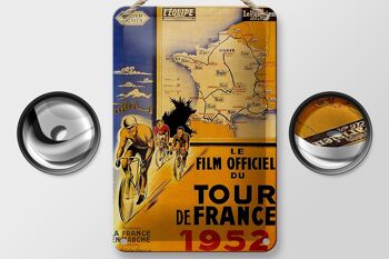 Plaque en tôle disant 12x18cm le film vélo Tour France 1952 décoration 2