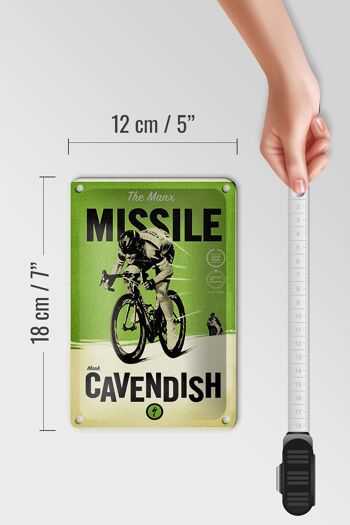 Plaque de vélo en étain 12x18cm, décoration du missile Manx Mark Cavendish 5