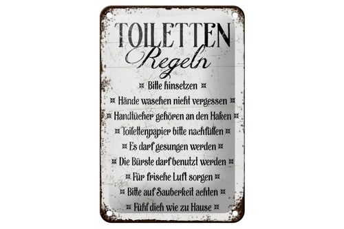 Blechschild Spruch 12x18cm Toiletten Regel bitte hinsetzen Dekoration