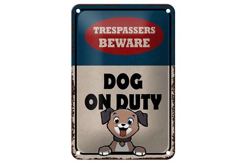 Blechschild Spruch 12x18cm trespassers beware DOG on duty Dekoration