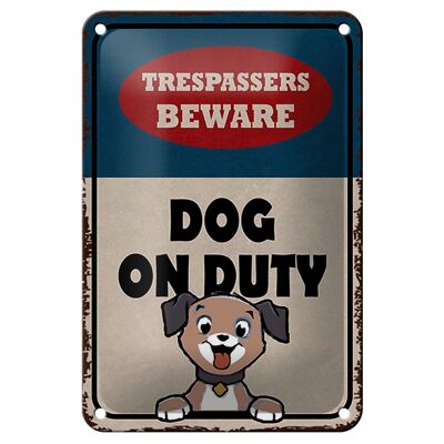 Cartel de chapa que dice 12x18cm intrusos cuidado con decoración de perro de servicio