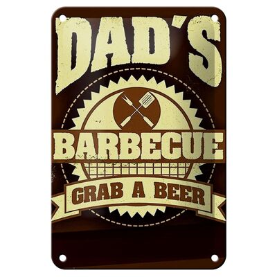 Cartel de chapa que dice 12x18 cm La barbacoa de papá toma una decoración de cerveza