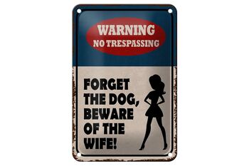 Panneau en étain 12x18cm, avertissement d'interdiction d'intrusion, décoration pour femme et chien 1
