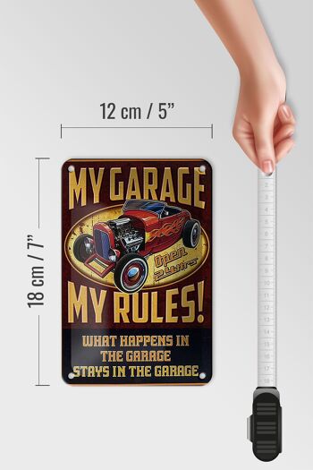 Panneau en étain disant 12x18cm, mon garage est ouvert 24h/24, mes règles, décoration 5