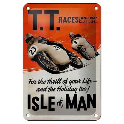 Cartel de chapa que dice 12x18cm Decoración de la Isla de Man de carreras TT de motocicletas