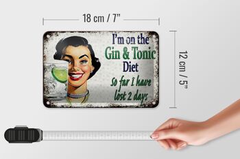 Plaque en étain disant 18x12cm, décoration I'm on the Gin & Tonic Diet 5