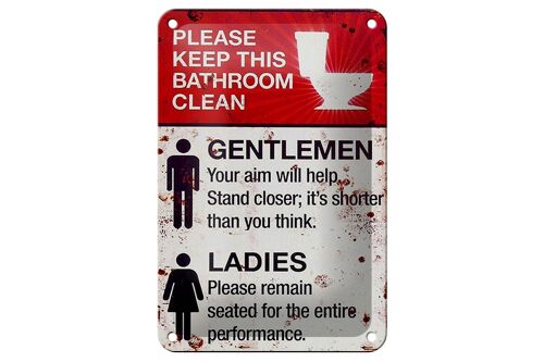 Blechschild Spruch 12x18cm Gentlemen Ladies WC Toilette Dekoration