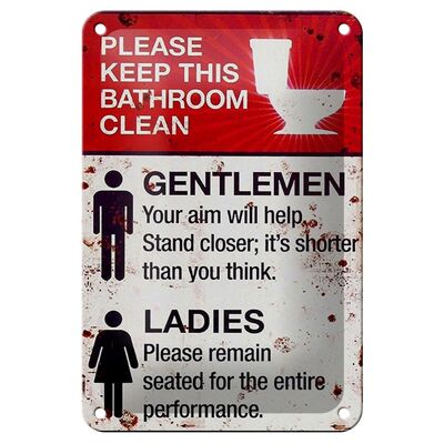 Blechschild Spruch 12x18cm Gentlemen Ladies WC Toilette Dekoration