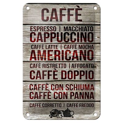 Cartel de chapa Caffee 12x18cm Caffe espresso capuccino latte decoración