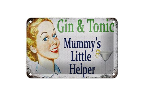 Blechschild Spruch 18x12cm Gin Tonic Mummy´s little helper Dekoration