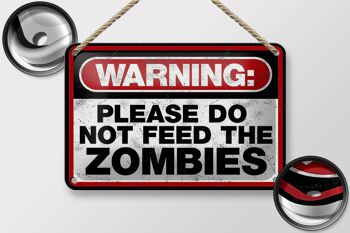 Panneau en étain disant 18x12cm, avertissement, veuillez ne pas faire de décoration de zombies 2
