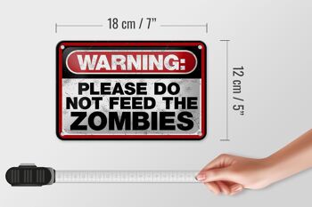 Panneau en étain disant 18x12cm, avertissement, veuillez ne pas faire de décoration de zombies 5