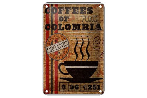 Blechschild Kaffee 12x18cm coffees colombia organic coffee Dekoration