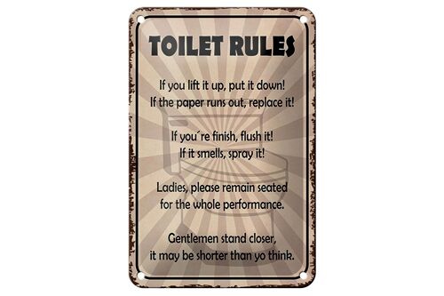 Blechschild Spruch 12x18cm toilet rules if you lift it up Dekoration