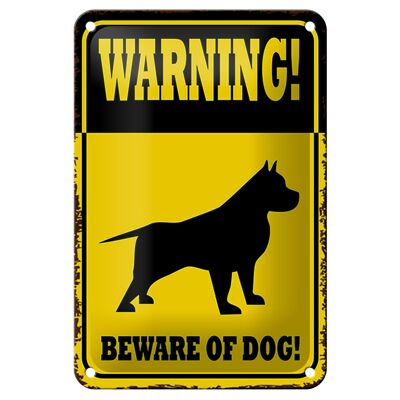 Letrero de chapa que dice 12x18cm perro Advertencia, cuidado con la decoración del perro