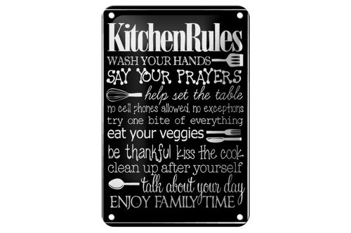 Blechschild Spruch 12x18cm Kitchen Rules wash your hands Dekoration