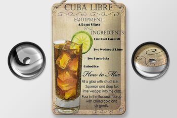 Signe en étain alcool 12x18cm Cuba Libre équipement décoration ingrédient 2