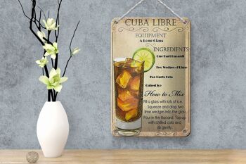 Signe en étain alcool 12x18cm Cuba Libre équipement décoration ingrédient 4
