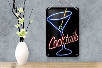 Signe en étain alcool 12x18cm, décoration en paille néon pour Cocktails 4