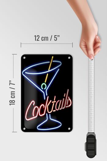 Signe en étain alcool 12x18cm, décoration en paille néon pour Cocktails 5
