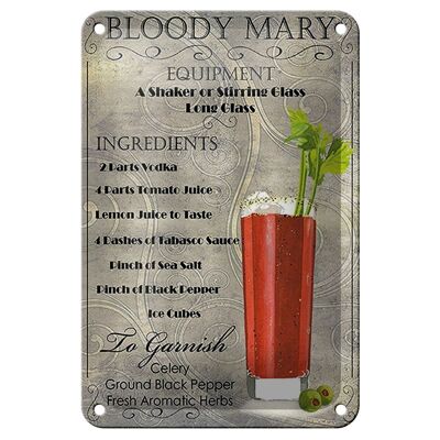 Blechschild Alkohol 12x18cm bloody mary Cocktail ingredient Dekoration