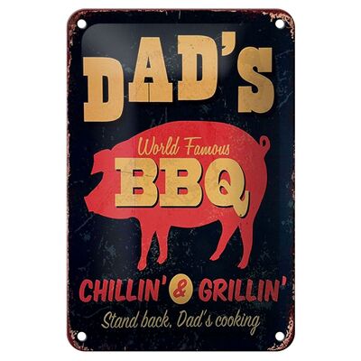Tin sign saying 12x18cm Dad's world famous BBQ grillin decoration