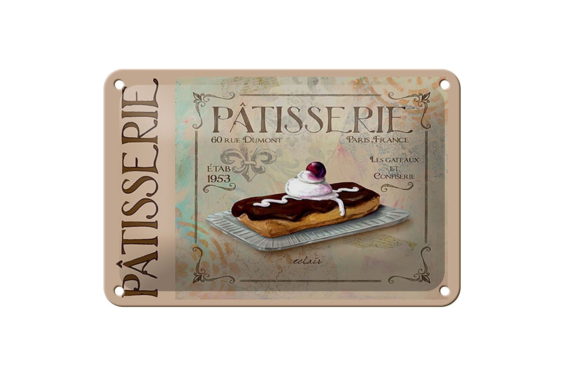 Targa in metallo con scritta "Patisserie Paris" decorazione torta eclair 18x12 cm