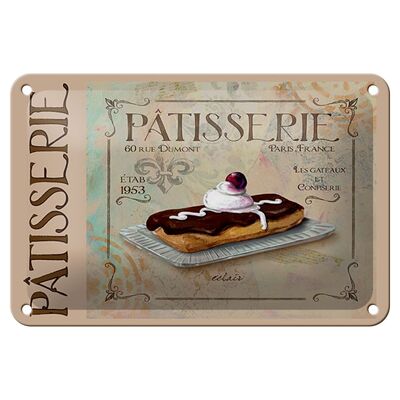 Targa in metallo con scritta "Patisserie Paris" decorazione torta eclair 18x12 cm