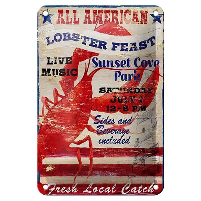 Blechschild Spruch 12x18cm all american lobster feast music Dekoration