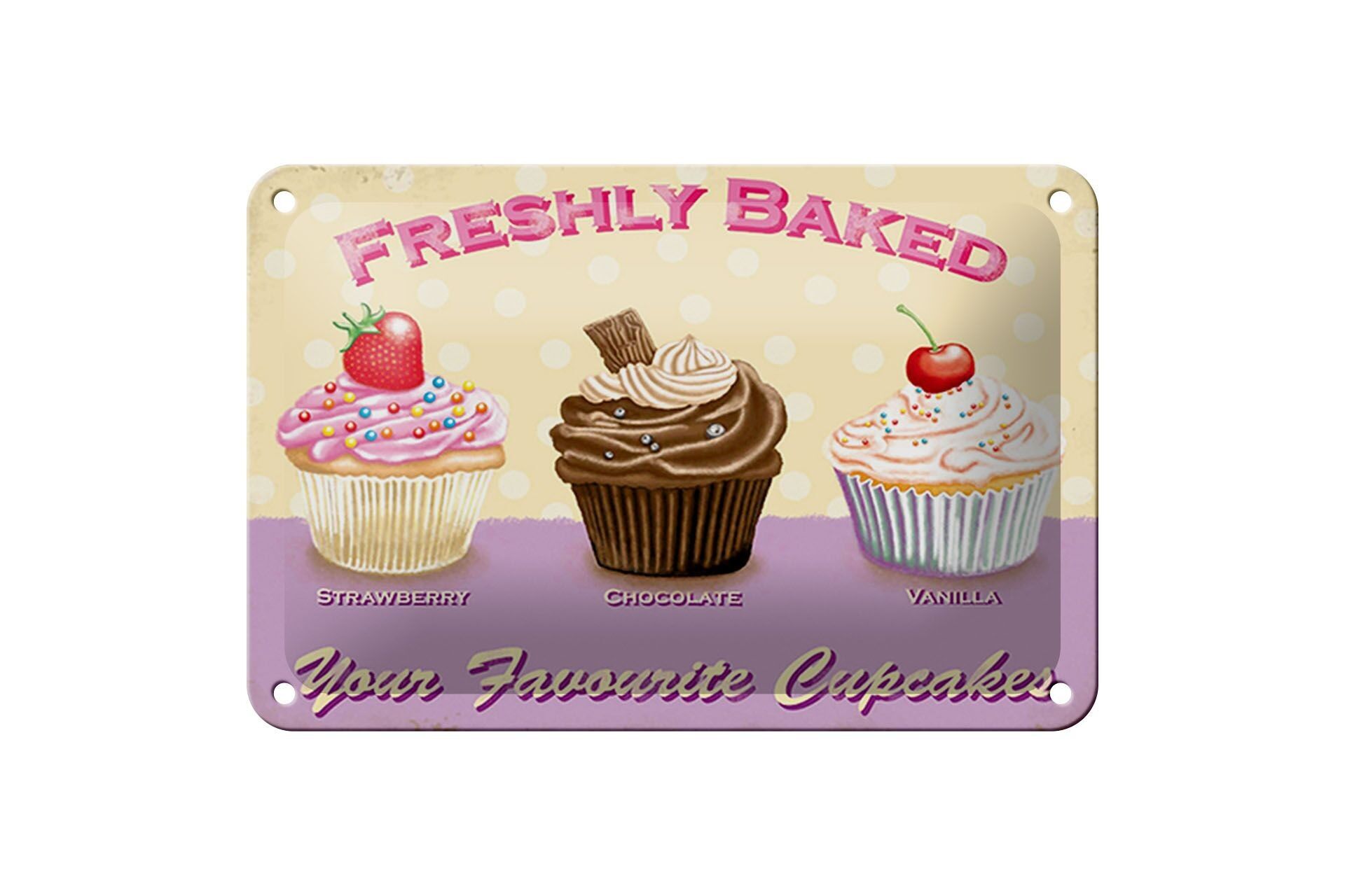 Tin sign saying 18x12cm baked your favourite cupcakes decoration