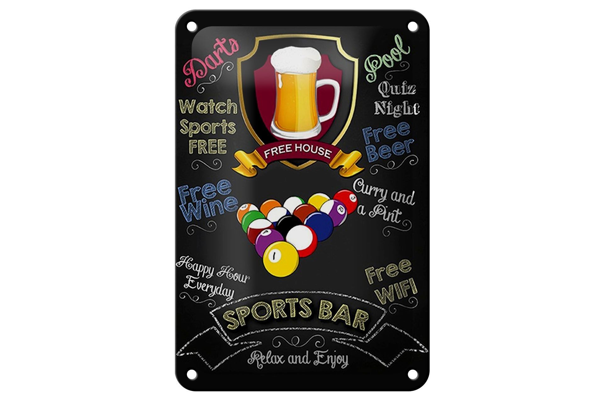 Targa in metallo con scritta "Sport Bar Birra Birra Relax Godetevi Decorazione".