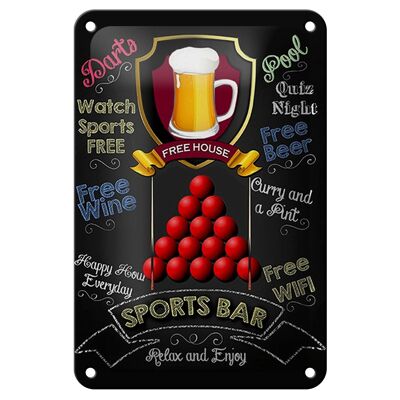 Cartel de chapa que dice bar deportivo de 12x18cm WIFI gratis decoración de cerveza gratis