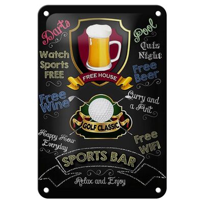 Targa in metallo con scritta 12x18 cm Sports Bar Golf Rilassatevi e godetevi la decorazione