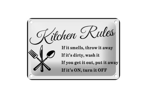 Blechschild Spruch 18x12cm Kitchen Rules Küche Regeln Dekoration