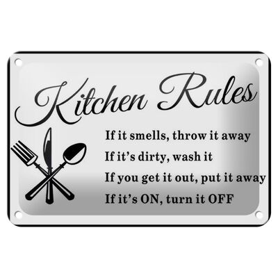 Targa in metallo con scritta "Regole della cucina" "Regole della cucina" Decorazione