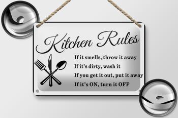 Panneau en étain indiquant les règles de la cuisine, 18x12cm, décoration 2