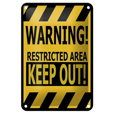 Blechschild Spruch 12x18cm warning restricted area keep out Dekoration