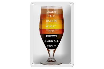 Panneau en étain indiquant 12x18cm, verre à bière, bière blonde, décoration de saison pâle 1