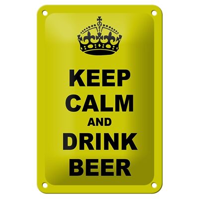 Blechschild Spruch 12x18cm keep calm and drink beer Dekoration