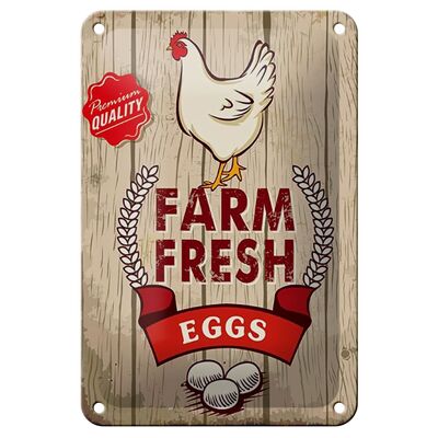 Blechschild Spruch 12x18cm Huhn farm fresh eggs premium Dekoration
