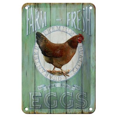 Blechschild Spruch 12x18cm Huhn Farm fresh Eggs free range Dekoration