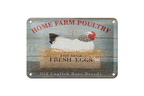 Blechschild Spruch 18x12cm Home farm poultry fresh eggs Dekoration
