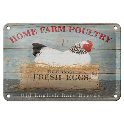 Blechschild Spruch 18x12cm Home farm poultry fresh eggs Dekoration