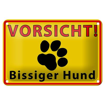 Blechschild Tiere 18x12cm Vorsicht bissiger Hund Dekoration