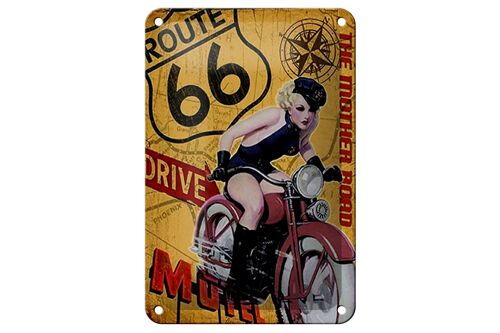 Blechschild Pin Up 12x18cm Route 66 the mother road Motel Dekoration